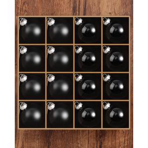 Syhood 16 Pcs Christmas Glass Ball Ornaments Set 2.36" Hanging Glass Bulbs with Loop Hanging String for Christmas Tree Decoration for Holiday Xmas Tree Gifts Home Decor (Black)