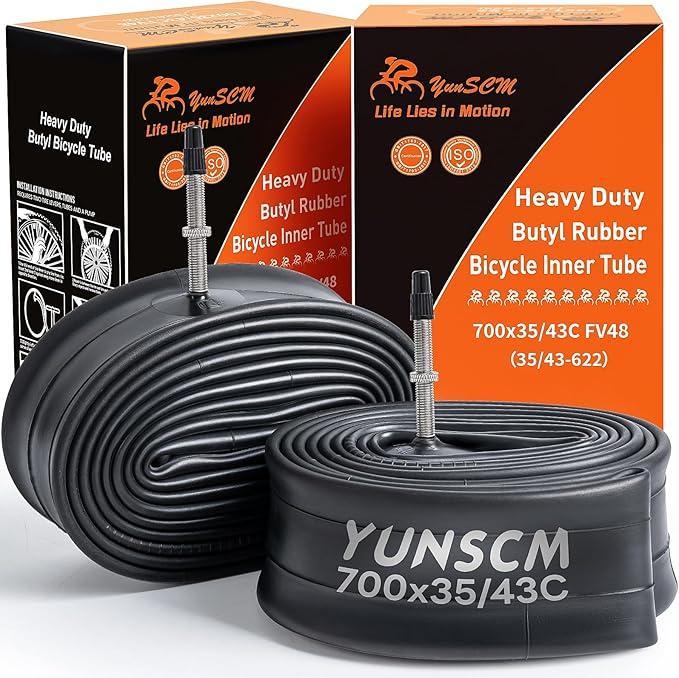 700C Heavy Duty Bike Tubes 700x35C/38C/40C/43C FV48 Presta Valve (35/43-622) 700C Bicycle Inner Tubes Compatible with 700x35C 700x36C 700x37C 700x38C 700x40C 700x42C 700x43c Bike Tire Tubes 2-PCS