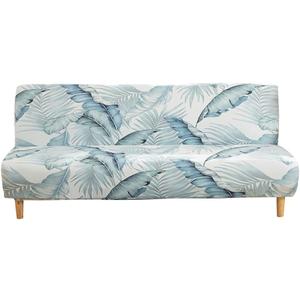 MIFXIN Armless Sofa Cover Futon Slipcover Stretch Elastic Folding Sofa Bed Non-Armrest Couch Furniture Protector Spandex Printed Washable Sofa Cover Without Armrests (Light Green)