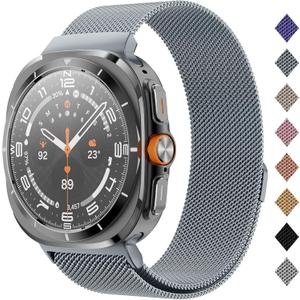 2 x Milanese Band Compatible with Samsung Galaxy Watch Ultra Band 47mm (2025/2024), Stainless Steel Mesh Loop Magnetic Clasp Strap for Women Men (1.Space Grey)