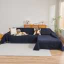 MYSKY HOME Couch Cover for Sectional Sofa, 2 Pieces Couch Covers for L Shape Sofa Cover, Furniture Protector for Pets, Kids, Sofa Slipcover for 2-3 Cushion Couch (71"x102"+71"x118", Navy Blue)