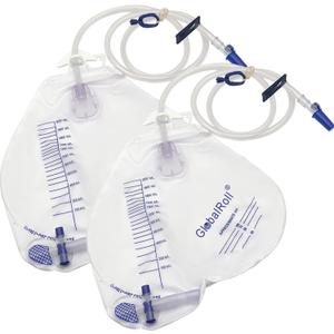 Urinary Drainage Bag with Anti-Reflux Chamber, Urine Bag with 2000 mL Volume, 48" Drainage Tube, Clips and Hanging Hook, Professional Urinary Bag for Home and Hospitals Health Aids, Pack of 2 