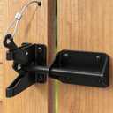 Heavy Duty Gate Latch for Wooden Fence, Automatic Self Locking Gravity Door Latch for Wood/Metal Gate with Cable Pull, 7-1/2" Gate Hardware Latch for Pool & Dog Door, Shed Garden, Black