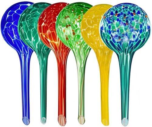 Large Self Watering Globes for Plants Set of 4 - Automatic Glass Plant Watering Bulbs for Indoor & Outdoor Use - Multicolored Watering Devices for Daily Plant Care