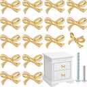 MorningRo 16 Pcs Gold Bow Drawer Knobs Brass Bow Knobs for Dresser Decorative Brass Drawer Pulls Vintage Cabinet Handles for Home Bedroom Kitchen Cabinets Hardware Cupboard (Large Size)