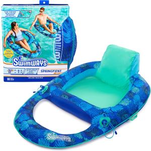Swimways Elite Spring Float Recliner Pool Lounge Chair, Inflatable Pool Floats with Fast Inflation, Pool Recliner for Adults up to 250 lbs