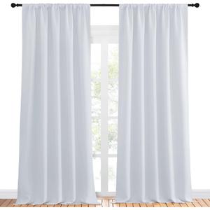 NICETOWN Blackout Curtain Panels for Window - Energy Efficient & Noise Reducing Thermal Insulated Rod Pocket Blackout Drapes/Draperies for Living Room (Greyish White, 2 Panels, W52 inches x L95 inches)