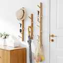 Vertical Coat Rack Wall Mounted - Height 36 Inches, Oak Wood Vertical Hat Rack for Wall with 9 Hooks, Modern Coat Rack Tree for Hanging Hats, Jackets, Bags in Entryway Bedroom Office