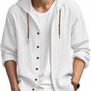 PIDOGYM Men Cotton Linen Long Sleeve Button Down Shirt Summer Casual Hawaiian Beach Tops Lightweight Fashion Hoodies (White, XXL)