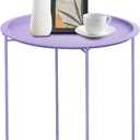 Garden 4 you End Table Metal Side Table Purple Round Folding Tray Cyan Sofa Small Accent Fold-able Table, Round End Table Tray, Next to Sofa Table, Snack Table for Living Room and Bed Room, Purple