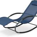 Outdoor Lounge Chair with Pillow, Patio Lounge Chair Navy Blue | Heavy Duty Chaise Lounge Chair with Armrest, Quick Dry Fabric, Supports 265 Lbs, for Indoors, Lawn, Poolside, Porch, Backyard