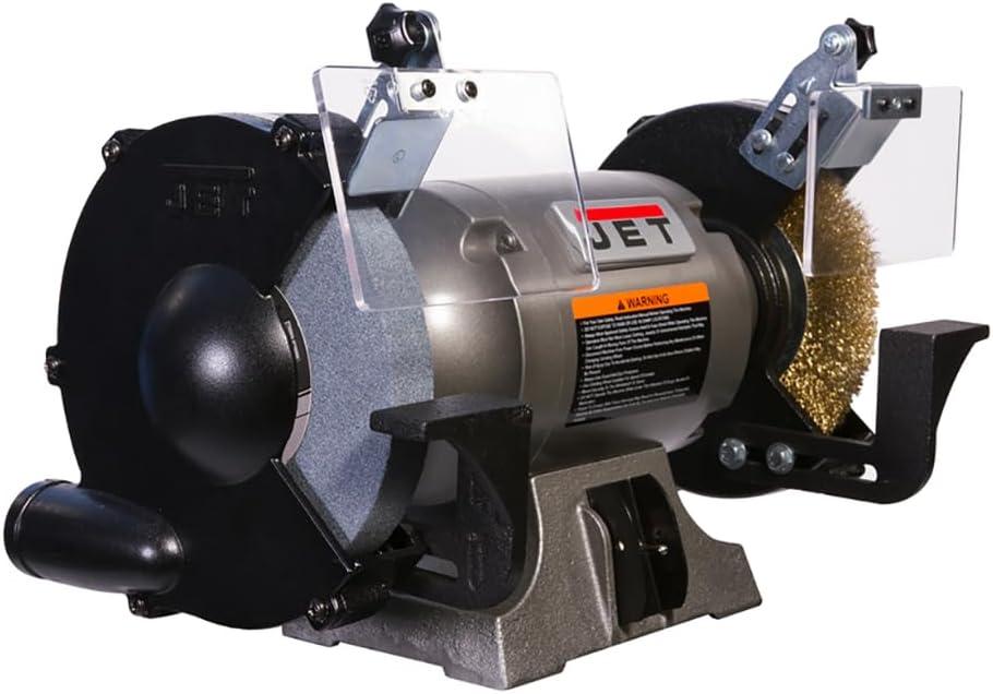 JET 8-Inch Bench Grinder with Wire Wheel, 3450 RPM, 1 HP, 115V 1Ph (JBG-8W)