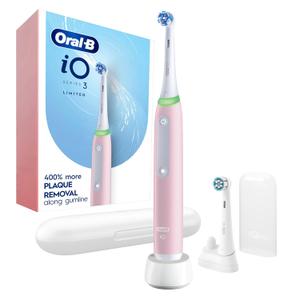 OralB iO Electric Toothbrush, Series 3 Limited with (2) Brush Heads, Rechargeable, Azalea Pink