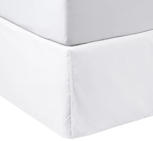 Amazon Basics Lightweight Pleated Bed Skirt, Twin, Bright White, Solid