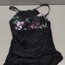 SUUKSESS Women Tummy Control One Piece Swimsuit Sexy Mesh High Neck Bathing Suit (Medium, 58 Tropical Floral Black)