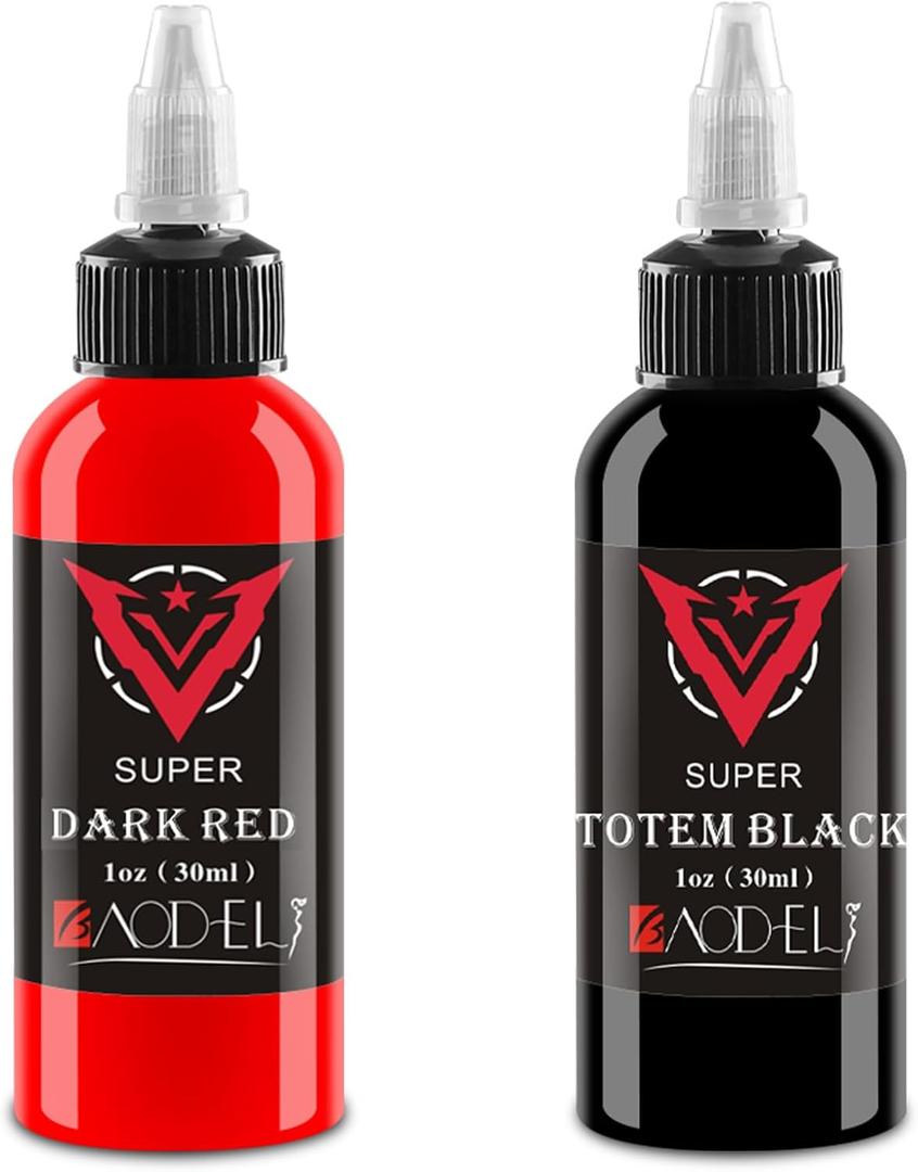 Classic Tattoo Ink Set - Black & Red - 30ml Each (1 Bottle Black * 1 Bottle Red)