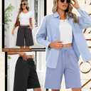 3 Pack Women's Bermuda Shorts Pockets High Waist Knee Length Casual Athletic Drawstring Summer Loose SweatShorts (XL)