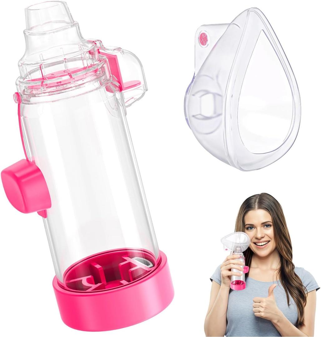 Soft Silicone Inhaler Spacers for Adults and Kids - Fun and Colorful Nessi OTC Spacer (Adult-Pink)