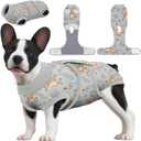 PetWarm Recovery Suit for Dogs, Dog Surgical Recovery Suit Female and Male, Dog Onesie for Surgery, Anti-Licking Dog Surgery Recovery Suit, Monkey Pattern, Grey, M (Medium (Back:13.4-16.1'', Weight:14-25LB))