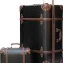 NZBZ Vintage Luggage Sets of 2, Vintage Suitcase Set for Women and Men, Cute Retro Luggage Sets Vintage Handmade Zipper Retro Trunk Luggage (Black Crocodile-embossed, 14inch & 20inch)