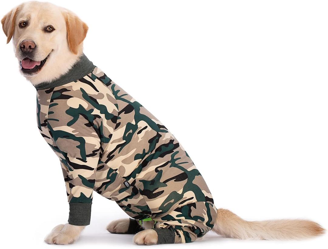Dog Pajamas Jumpsuit for Medium Large Dogs,Lightweight Dog Pjs Clothes Apparel Onesies,Shirt for Large Size Dogs After Surgery, Full Belly (26, Green Camo) (26 (Dog needs to run, must buy a bigger size))