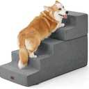 Made4Pets Dog Stairs for High Bed, Extra Wide Pet Stairs for Bed Couch Sofa, 35D Foam Pet Steps for Small Dogs and Cats, Non-Slip Bottom Dog Steps, Grey, 5 Steps