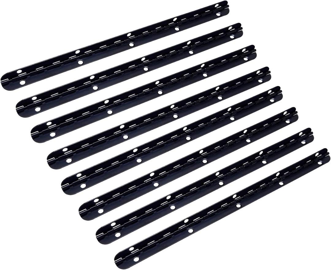 QCAA Solid Brass 90 Degree Small Piano Hinge Wooden Jewery Box, Cabinet Closet, 150mm x 7mm, Matte Black, Made in Taiwan, 8 Pack
