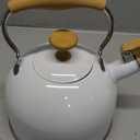 Tea Kettle, 304 Stainless Steel Whistling Tea Kettle,2.5 Quart/2.4L Stovetop Tea pot for Induction & Gas Stove with Ergonomic Folding Handle, Loud Whistle for Tea, Coffee, Milk - Milk White