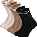 6 Pairs Crew Sock for Women Thermal Winter Thick Crew Sock Cold Weather Thick Winter Wool Hiking