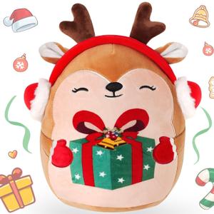 Christmas Stuffed Animals Plush Toys - 10 Inch Soft and Hugging Deer Stuffed Animal Plushes for Kids, Girls & Boys - Ideal 2025 Collectible Toys Holiday Home Decorations