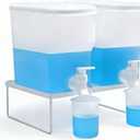 Laundry Detergent Dispenser Set, 100oz (3L) Easy-Pour Leak-Proof Bottles with Spout Plug Caps,Measuring Cups & Stand2 Refillable Semi-Transparent Soap Containers for Laundry Room Organization