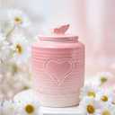 Handcrafted Ceramic Cremation Urn for Human Ashes Adult Small Butterfly Memorial Urn (Petal Pink)