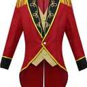 chenggong Adult Circus Leader Costume Men Vintage Tailcoat Jacket (Large, Red)
