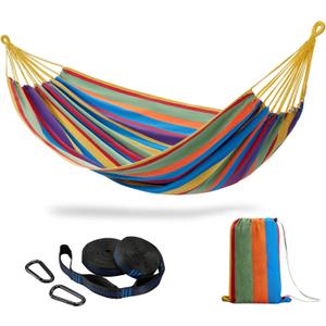 CHULIM Brazilian Double Hammock with Tree Straps,Extra Large 94x63IN,2 Persons Hammock for Backyard Patio Outdoor and Indoor,450lbs Weight Capacity,Soft Woven Cotton Fabric - Tropical