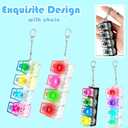 4 Packs Fidget Keyboard Keychain Toy, Keyboard with LED Lights Clicker Fidget Stress Relief Keyboard, Fidget Clicker Gifts for Kids Easter Christmas (Clear)