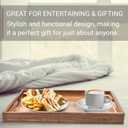 Acacia Wood Serving Tray with Handles (17 Inches) Decorative Serving Trays Platter for Breakfast in Bed, Lunch, Dinner, Appetizers, Patio, Ottoman, Coffee Table, BBQ, Party Great for Lap &Couch