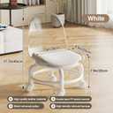 Low Rolling Stool with Wheels,Mini Rolling Garage Stool with Back Support,360° Rotating Floor-Friendly Wheels for Home, Office,Garage & Salon (Transparent White), 15.3" x 12.6" x 17.3"