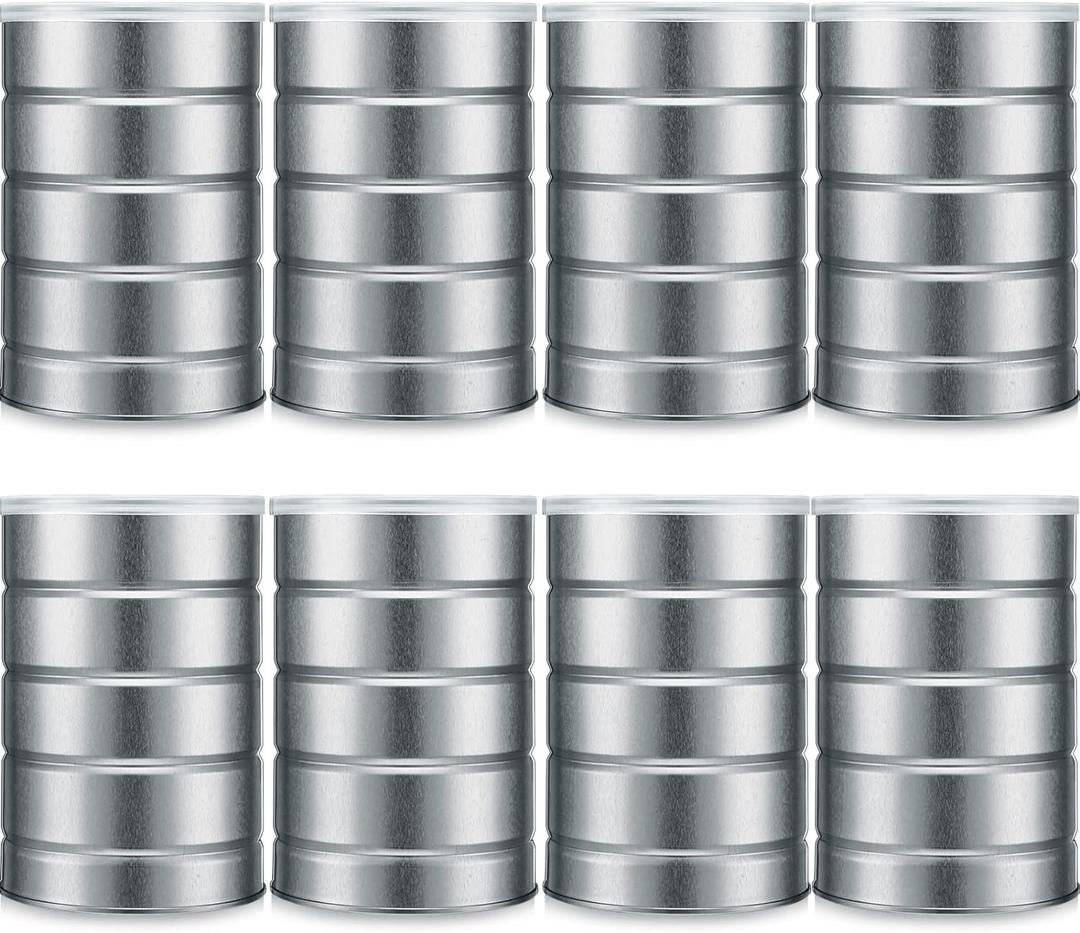 Jadive 8 Pcs Empty Coffee Cans with Lids Metal Tin Can for Kitchen Storage Loose Leaf Tea Containers Round Coffee Tin Metal Canister Tea Sugar Storage Packaging or Arts Crafts
