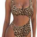 SUUKSESS Women Sexy One Piece Tummy Control Swimsuit Cutout Backless Bathing Suit (M)