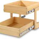 Mulush Pull Out Cabinet Organizer, 17''W21''D16''H Soft Close Slide Out Wood Drawer Shelves Storage for Kitchen, 2-Tier, Finished, Heavy-Duty, Bottom Assembly