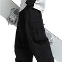 Mens Snowboard Pants Baggy Snow Pants Waterproof Ski Bibs Women Insulated Overalls (Large, Black-2)