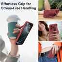 TEAUGHT for iPhone 16 Pro Max Case with Wrist Strap Holder, Cute Bows Hearts Design with Finger Hand Strap Wristband Stand, Soft TPU Shockproof Protective Cover for Women Girls - Wine Red