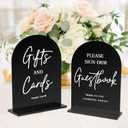 KOSKIMER 2Pcs Wedding Signs for Ceremony and Reception, 5"x7" Black Acrylic Wedding Signs, Modern Guest Book Sign with Stand, Cards and Gifts Sign (Set of 2)