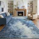 Washable Area Rugs for Living Room, 5x7 Modern Abstract Soft Bedroom Rug, Non-Slip Stain Resistant Indoor Floor Carpet for Kids Nursery Dorm Kitchen Office Home Decor, Blue