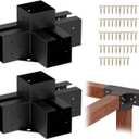 4-Way Pergola Brackets Kit (2-Pack), Heavy Duty 4x4 Corner Brackets for Outdoor Wood Posts, Easy Install for DIY Gazebo Patio Log Cabin & Outdoor Structures