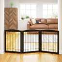 PAWLAND 72 Extra Wide Dog Gate for The House, Doorway, Stairs, Freestanding Foldable Wire Pet Gate, Pet Puppy Safety Fence,30" Height (Espresso, 3 Panels)
