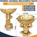 AceOrbit 1pcs 8.7 x 5.5 x 9 in Decorative Bowl Detailed Animal Resin Sculpture Gifts Sculpture Decor Statue for Snacks Candies Jewelry Living Room Home Decorations(Monkey,Gold)