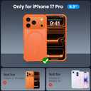 for iPhone 17 Pro Case [Compatible with MagSafe] [2X Screen Protectors][Military Grade Drop Tested] Heavy Duty Magnetic Phone Case for iPhone 17 Pro 6.3",Orange