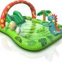 Inflatable Kids Pool, Airefina Dino Planet Inflatable Play Center Kiddie Pool with Water Slide, Ultra Thick 97"x76"x41" Toddler Pool with Play Ball Hoop, for Backyard, Garden, Water Park, Ages 3+