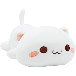 Onsoyours Cute Kitten Plush Toy 20" Stuffed Animal Pet Kitty Soft Anime Cat Large Plush Pillow for Kids (White A, 20")